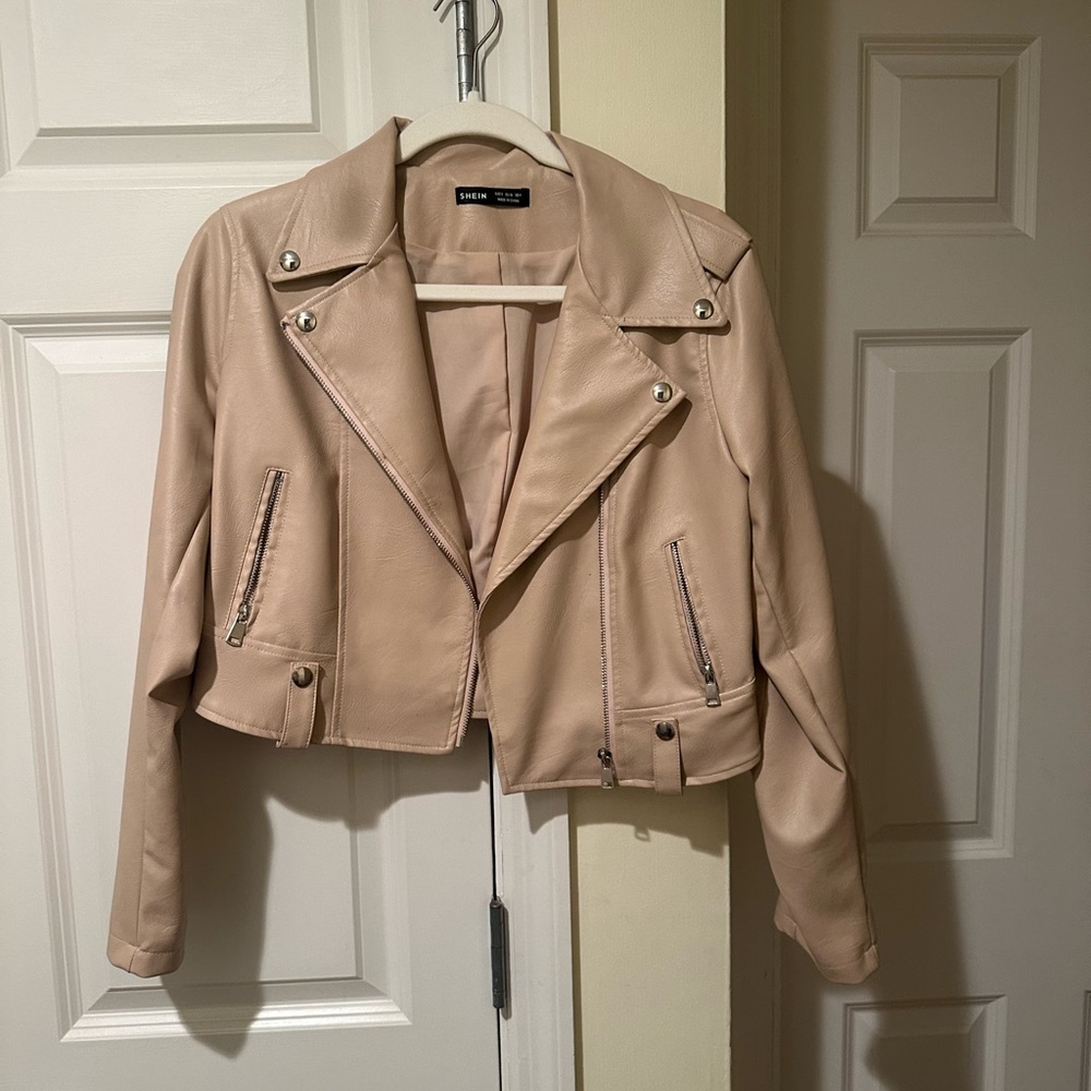 Zara Light Tan Faux Leather Jacket